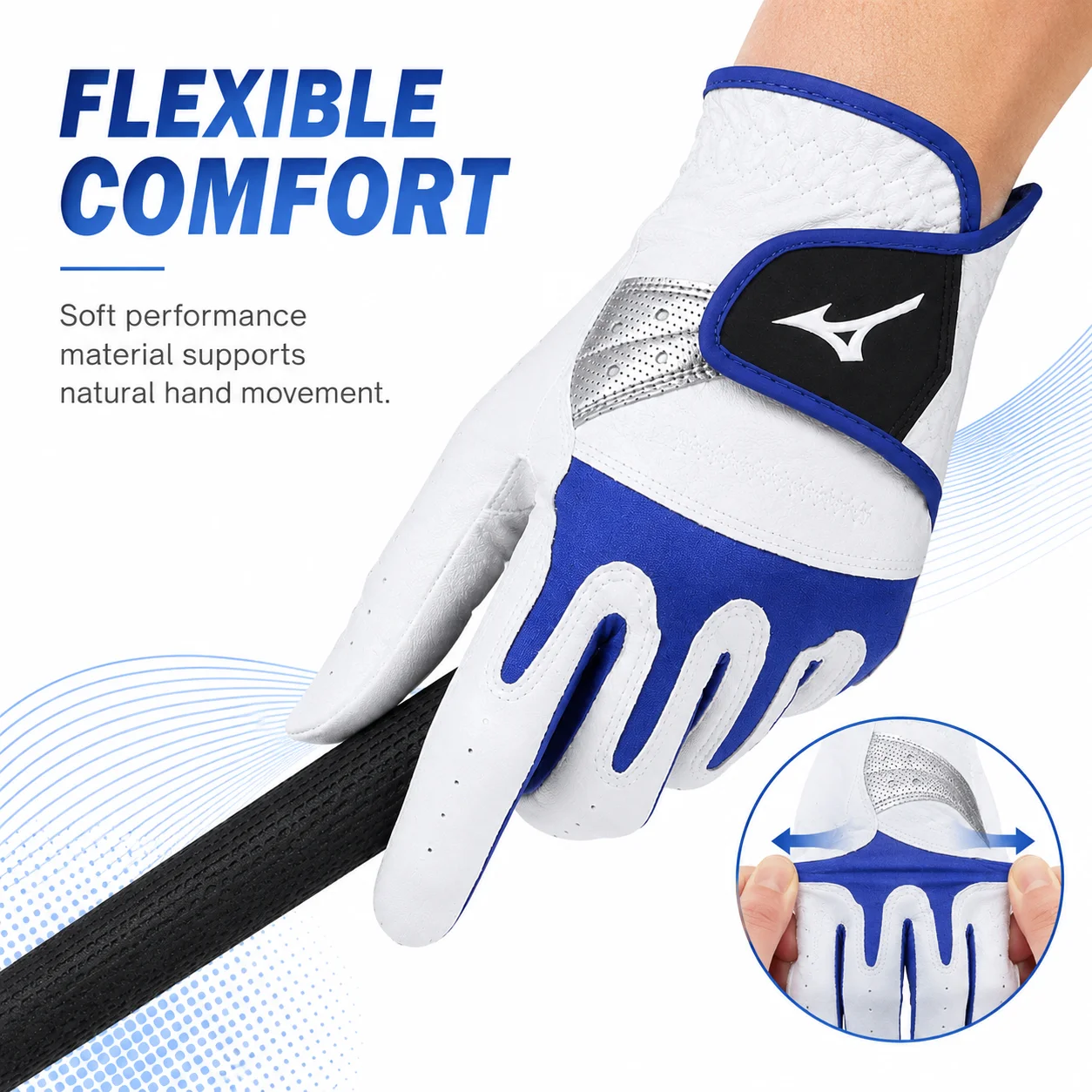 Фото Мужская перчатка для гольфа Mizuno: профессиональный аксессуар для тренировок, дышащий, из мягкого материала, прочный, с противоскользящим покрытием №3