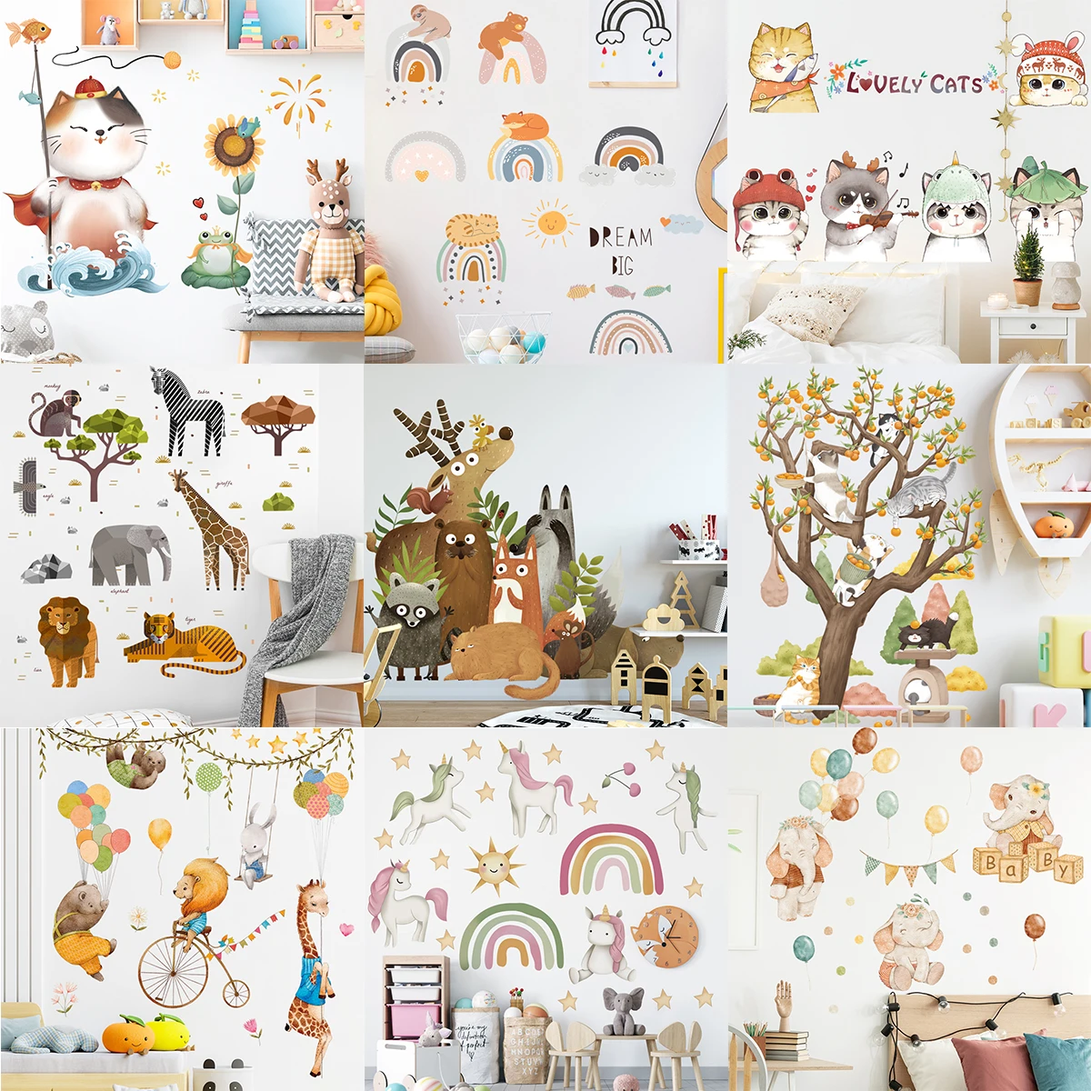 

LuanQI Forest Cartoon Animals Wall Stickers for Kids Rooms kindergarten Bedroom Decor Wallpaper Muralvinyl Waterproof Art Decals