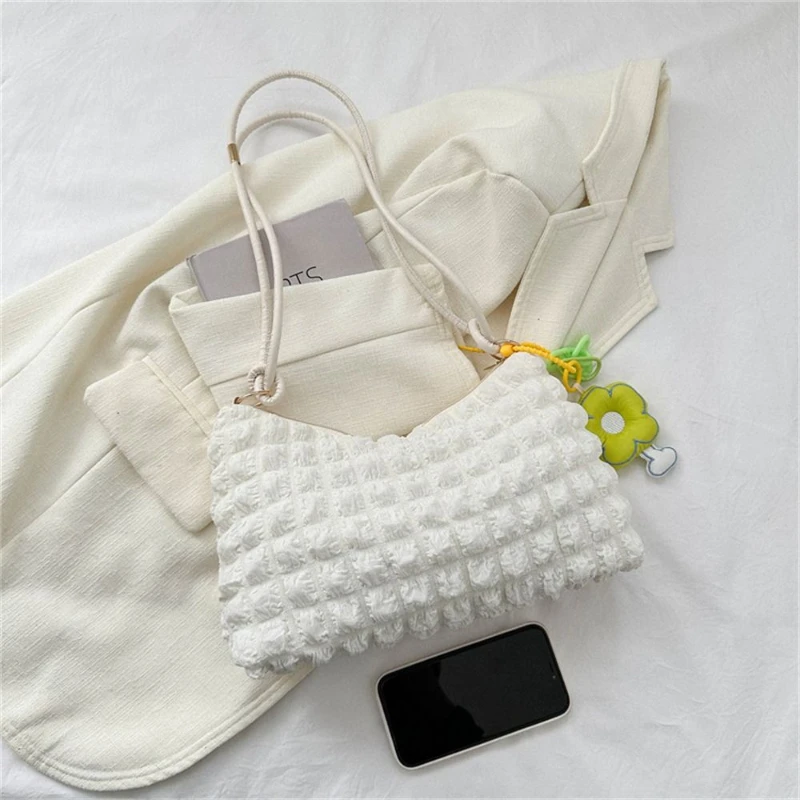 Пузырьковый плиссированный рюкзак текстурная Сумка-тоут под подмышек