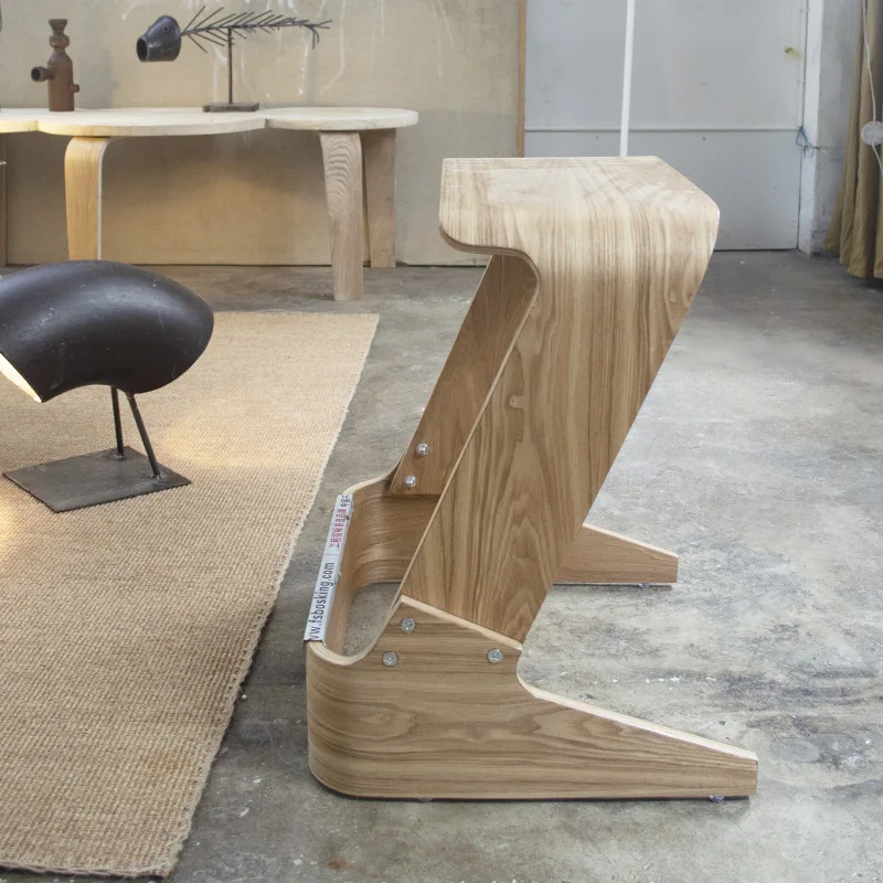 Простой барный стул в скандинавском стиле для отдыха деревянный цвет ясень