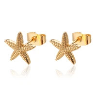 gattvict cute summer starfish stainless steel stud earrings for women girl simple star shell earrings stud ocean party jewelry