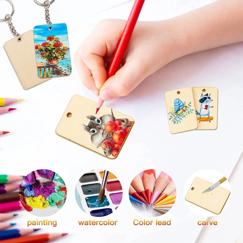 

1 Набор пустых деревянных брелоков для ключей из искусственной древесины, Брелоки для ключей «сделай сам», товары для рукоделия