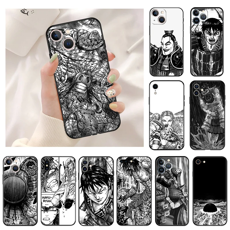 Силиконовые черные чехлы для телефонов iphone 16 Pro Max 7 8 14 15 Plus SE XR 11 12 13 Mini 15Pro манга