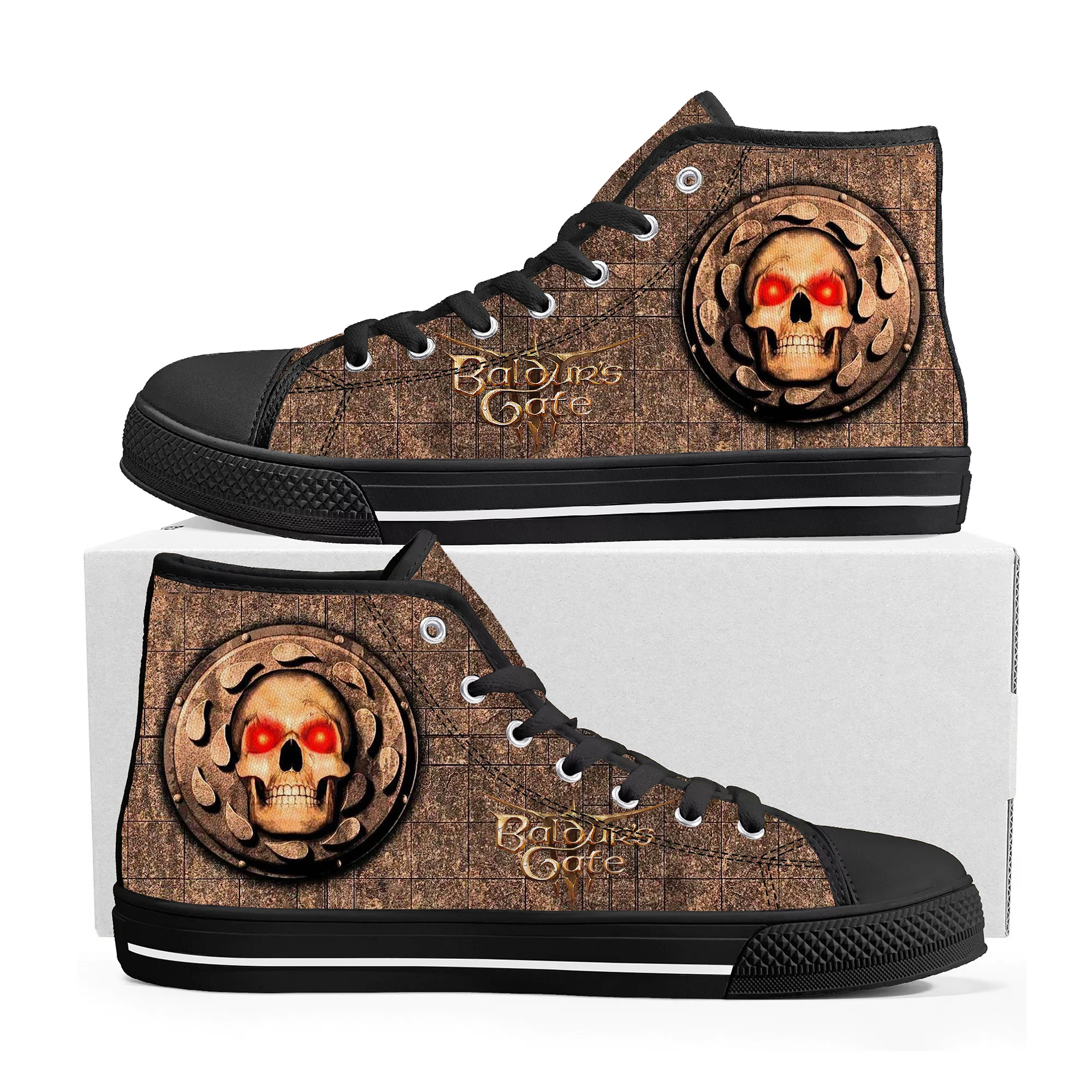 

Baldur's Gate High Top Sneakers Cartoon Game Mens Womens Teenager High Quality Canvas Sneaker Fashion Custom Built Couple Shoes