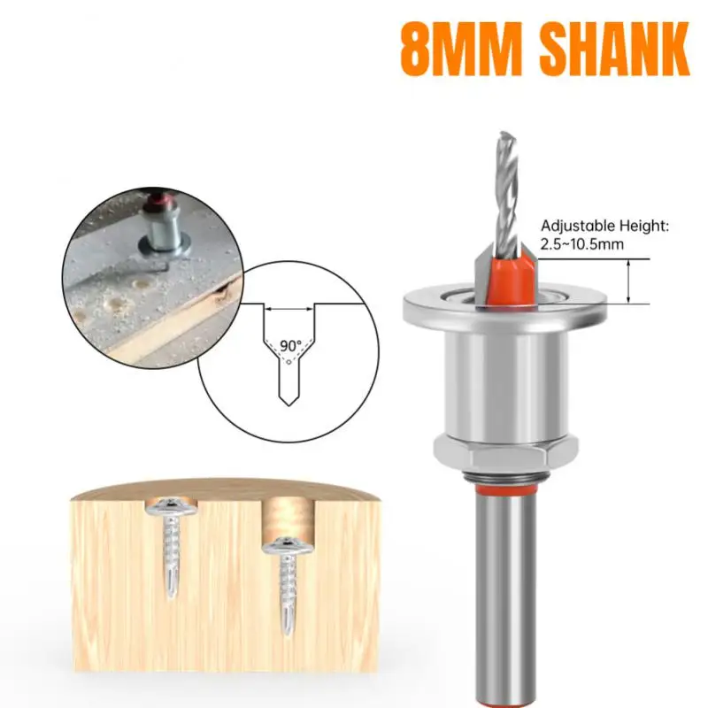 

Adjustable Router Bit 2.8/3.0/3.2/3.5/4.0mm Countersink Drill Woodworking Milling Cutter Demolition Accessories Tools Hss Shank
