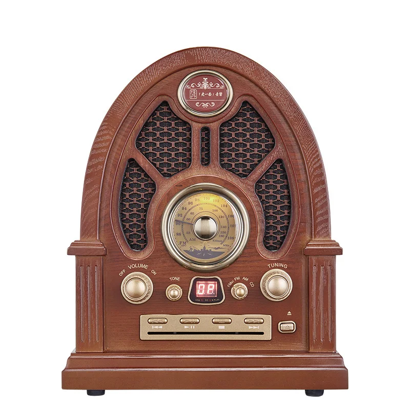 

Leetac prefect design Nostalgic retro wood Bluetooth vintage FM AM Radio CD Player with USB playback built-in speaker