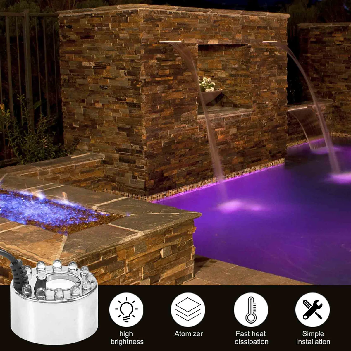 Ультразвуковой туманообразователь с изменением цвета 24 В фонтанчик для воды