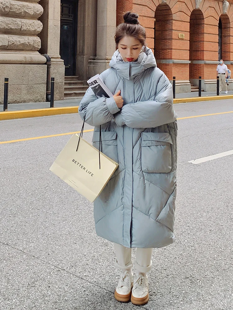 -30 degrees Winter Women Long Parkas Jackets Casual Hooded Thick Warm  Big Pocket Loose Coat Female Outwear Hat Detachable Parka
