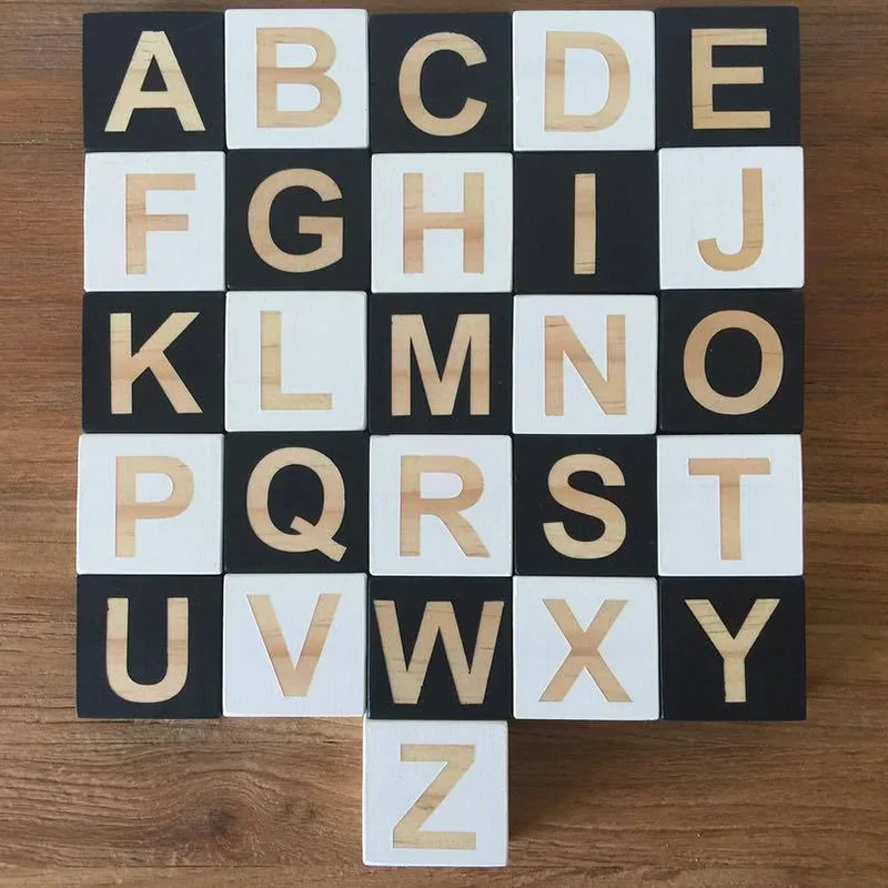 Деревянные буквы алфавита в скандинавском стиле детский куб табличка с именем