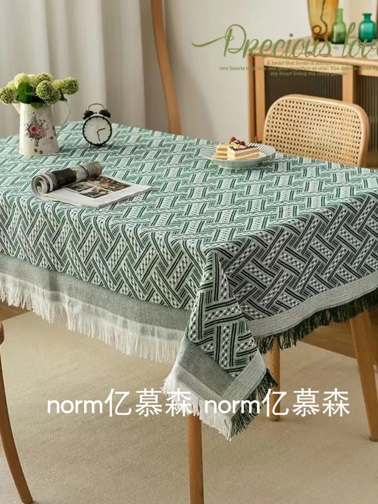 

Cotton linen tablecloth, tea table cloth, long tablecloth, desk, green dining table tablecloth