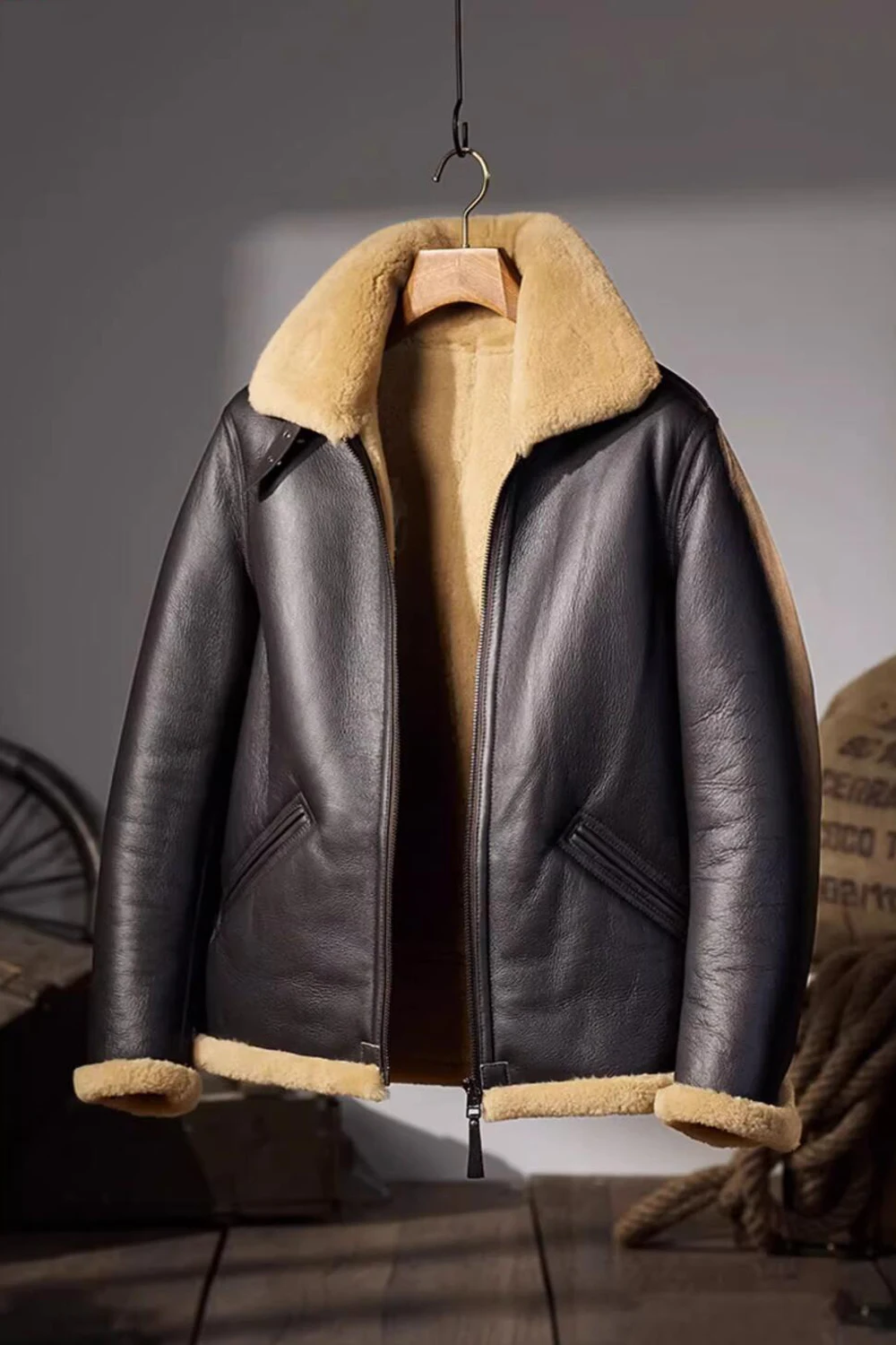 Мужская дубленка Denny &amp Dora летная куртка-бомбер ВВС B6 повседневная зимняя кожаная