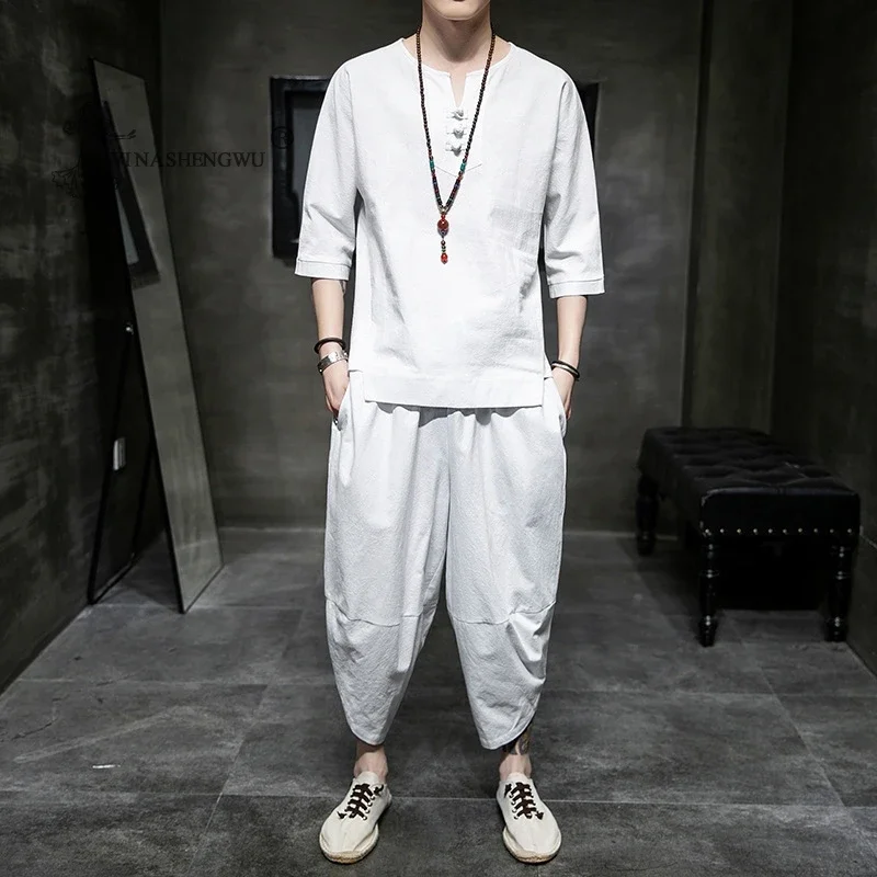 Костюмы в японском стиле кимоно футболка с короткими рукавами брюки из двух