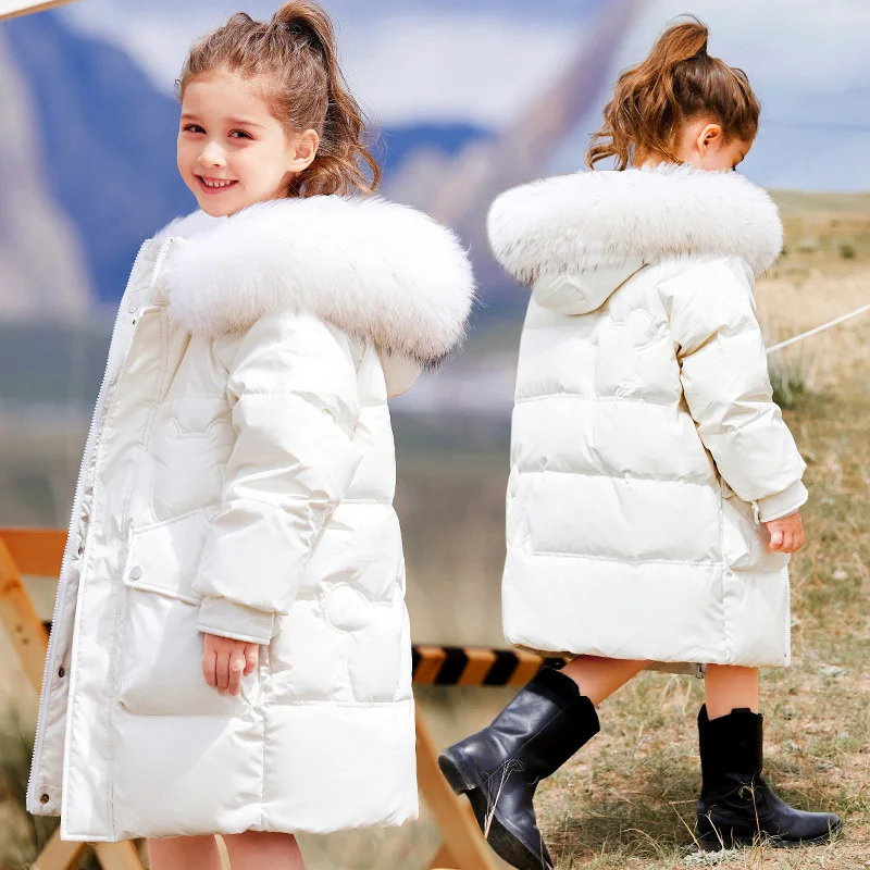 Teen Winter Coat Children's Jackets For Girls Clothes Warm Kids Waterproof Thicken Snow Wear Thick Hooded Parkas White Duck Down