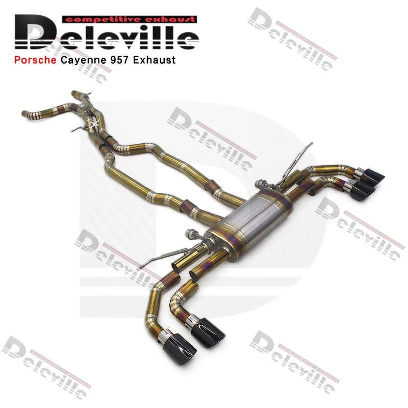 Фото Выхлопная система Yooking для Porsche Cayenne 957 3.6/4.8T 2006-2010, титановый катафлюксный выхлоп с даунпайпом №2