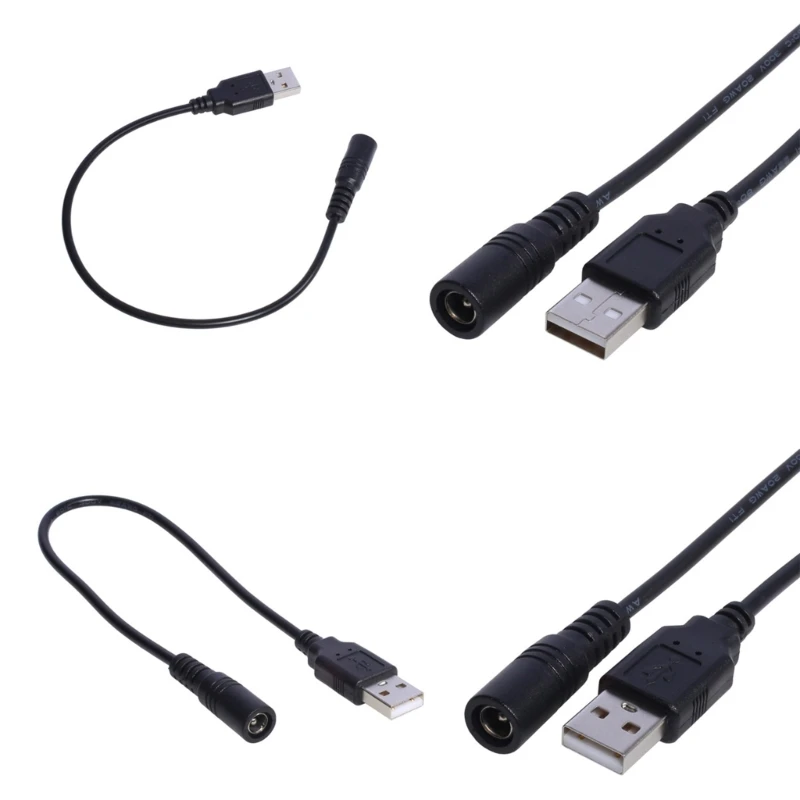 

Male to Female Connector Cable USB to 5.5mmx2.1mm Plug 5V Power Supply Socket Charging Line Extension Adapter Cord