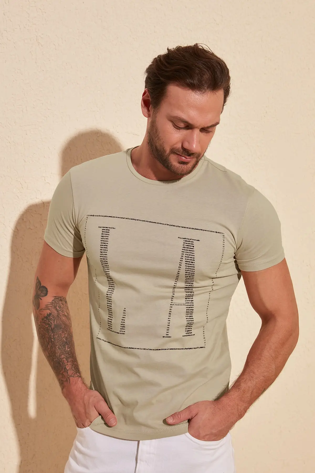

Male Basic Slim Fit 100 Cotton Printed Short-Sleeve T-Shirt TMNSS20TS0095