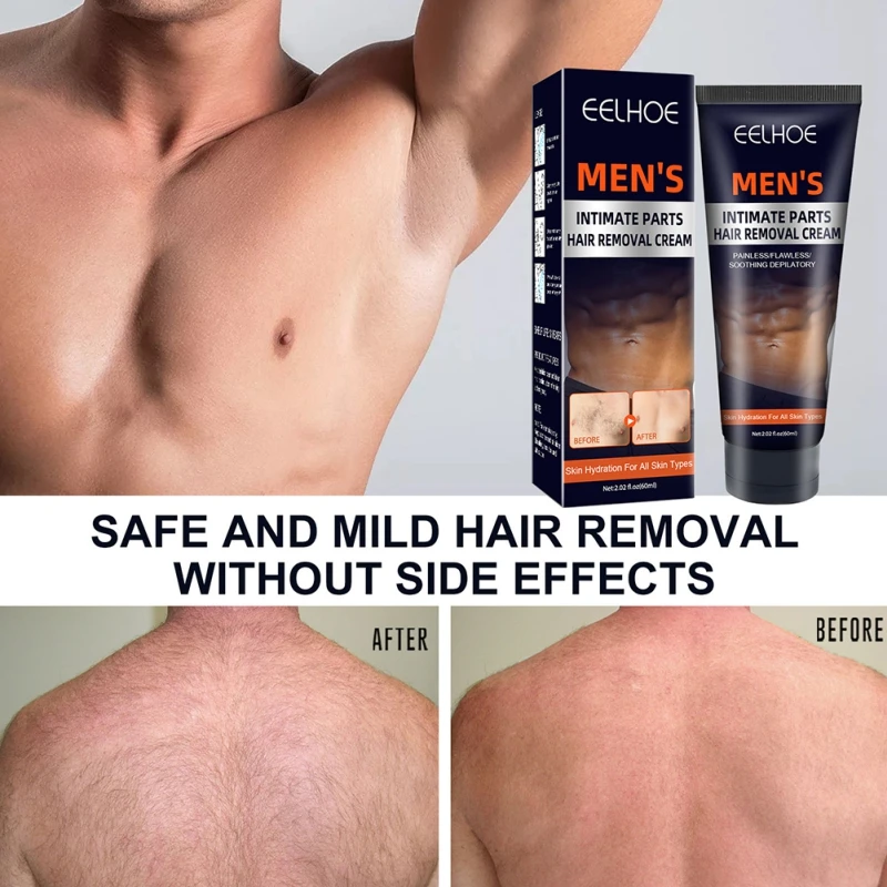 

60ml Male Painless Smooth Hair Removal Cream Chest Bikini Armpit Legs Intimate Parts Shaving Hydrating Beauty Health No Harmful