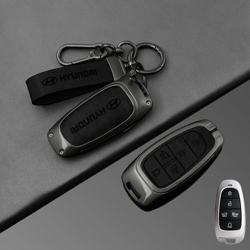 Фото Кожаный чехол для ключей в стиле ретро с металлическим каркасом для Hyundai Tucson Cruz Sonata Santafe 2019 2020 2021 Sel Ev 6 Ev 8 IONIQ 5 NEXO Grandeur №1
