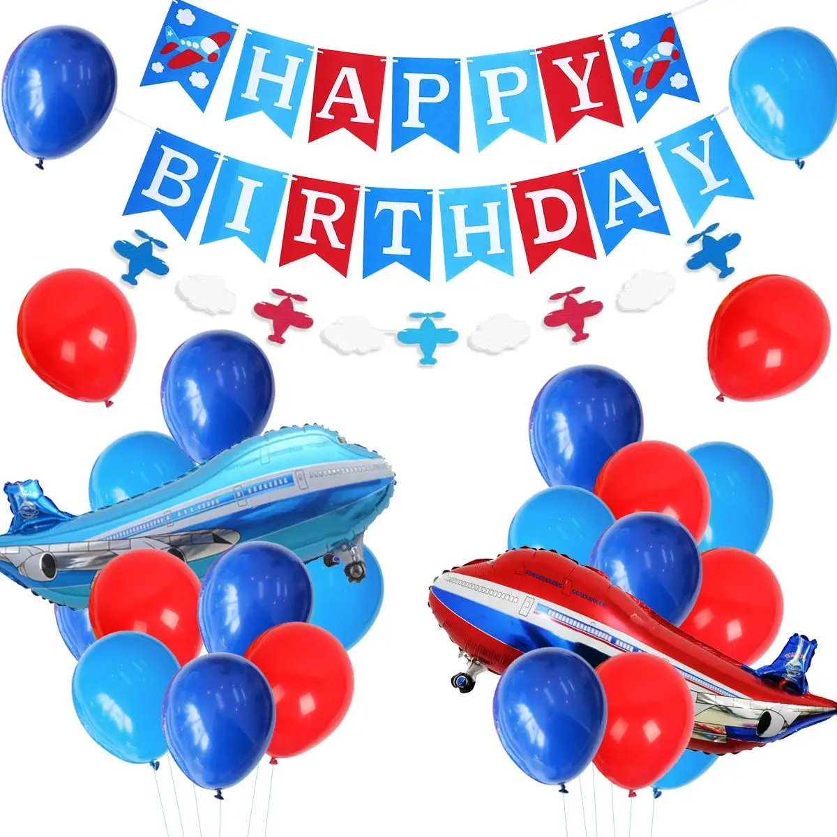 

Plane Party Supplies for Boys Airplane Birthday Party Decoration With Happy Birthday Banner Foil Balloon Airplane Cloud Garland