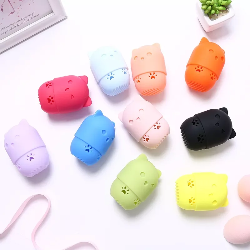 

NEW2023 20pcs Wholesale Face Powder Puff Sponge Box Puff Holder Soft Silicone Cosmetic Cleaning Storage Case Makeup Storage Too