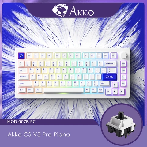 Akko MOD 007 PC сине-белая 75% механическая клавиатура Проводная Горячая замена прокладка крепление с ручкой Per-Key Flex-Cut PCB громоздкий звук