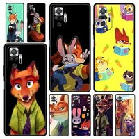 zootopia anime fox rabbit phone case for xiaomi redmi note 11 10 8 pro 10s 9s 9 9t 8t 9c 9a 8a 7 k40 gaming k50 11t 5g cover