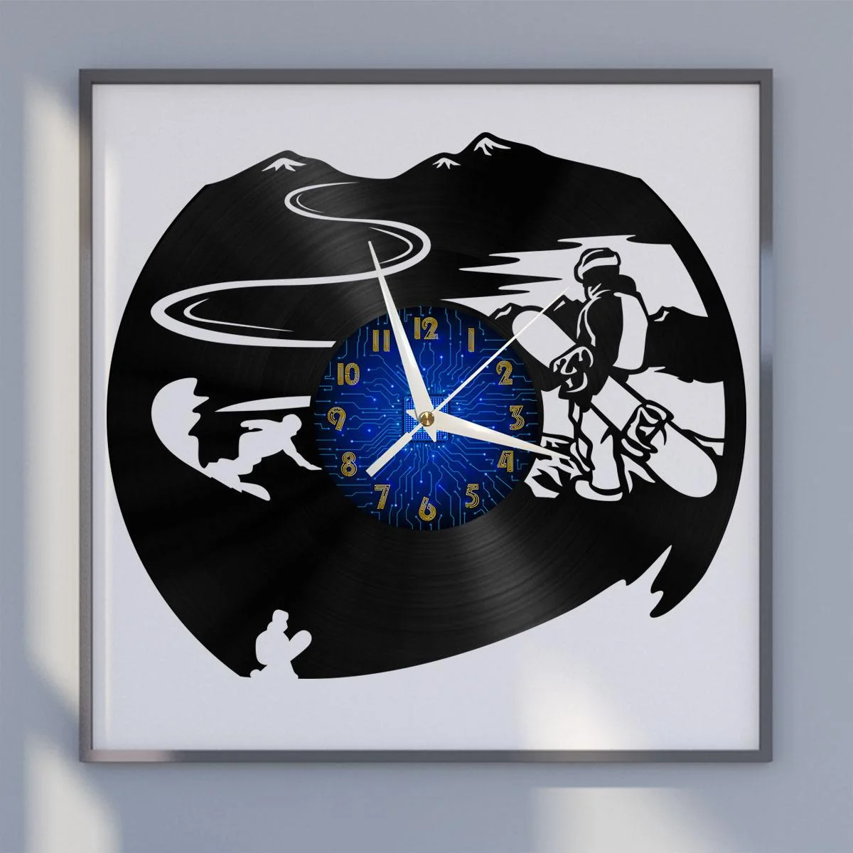 

Skiing 5 Vinyl Wall Clock, Vinyl Record Clock Wall Art Silent & Non-ticking