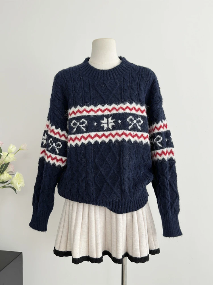 Женский белый пуловер кашемировый свитер Harajuku Y2k вязаные рождественские свитера