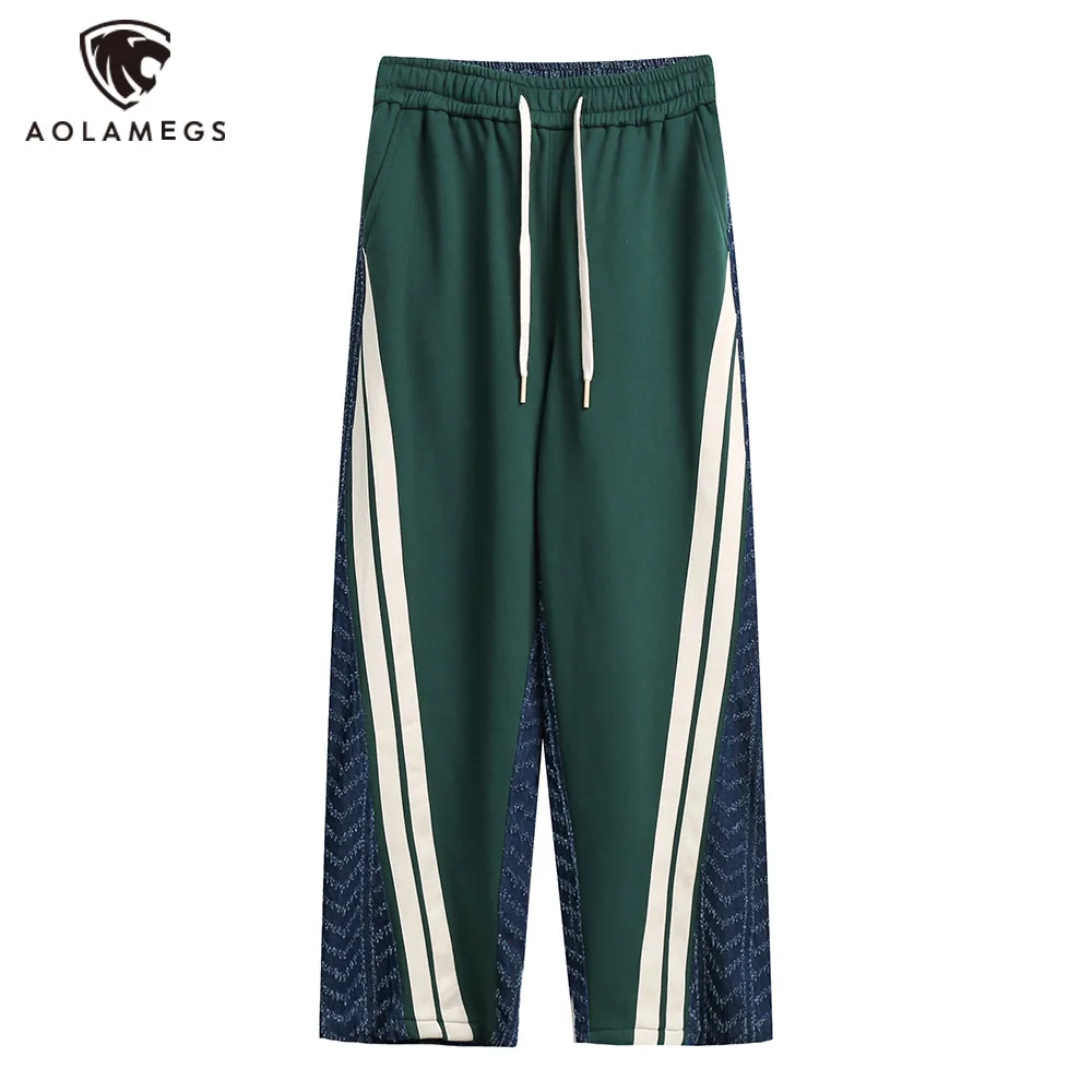 

Hip Hop Big Hit Color Patch Strips Sweatpant for Men Streetwear Oversized Straight Drawstring Pants Casual Loose Sports Trousers