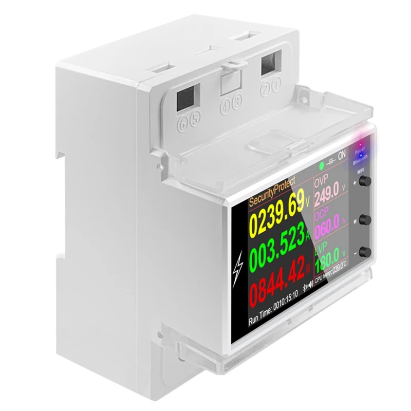 

AT4PB Din Rail AC Monitor 110V 220V 100A Voltage Current Power Factor KWH Electric Energy Frequency Meter Bluetooth