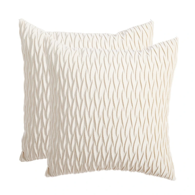 

Velvet Decorative Throw Pillow Covers With Texture Luxury Style Cushion Case Pillow Shell For Sofa Bedroom Square White