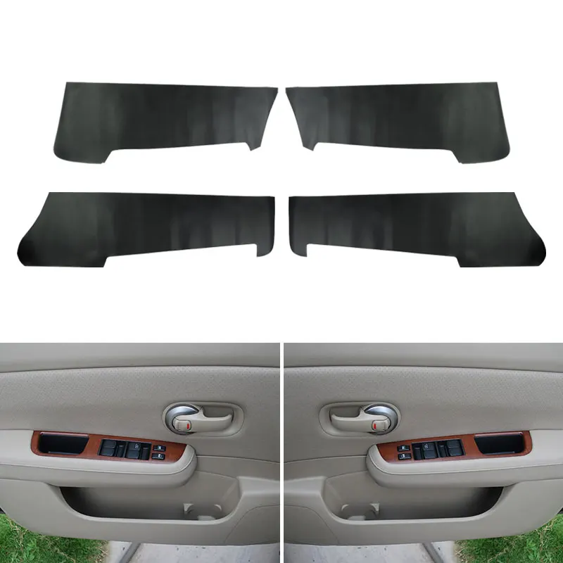 

4 шт., кожаная панель для внутренней двери автомобиля Nissan Tiida 2005 2006 2007 2008