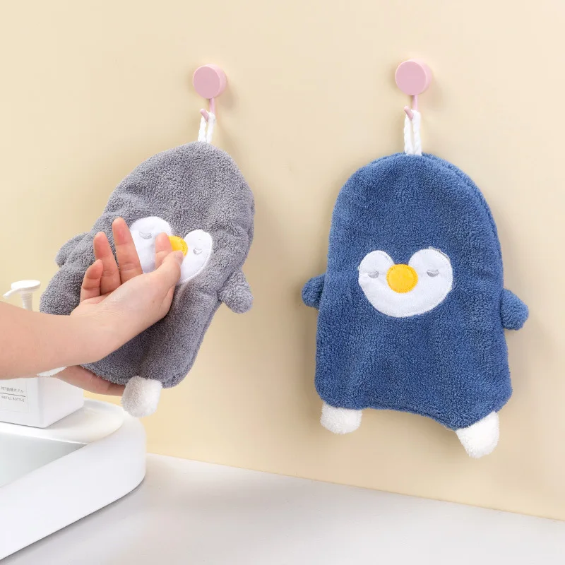 

Creative Cute Duck Hand Towes Kitchen Bathroom Hand Towel Ball with Hanging Loops Soft Absorbent Microfiber Lazy Rag Wipe Towel