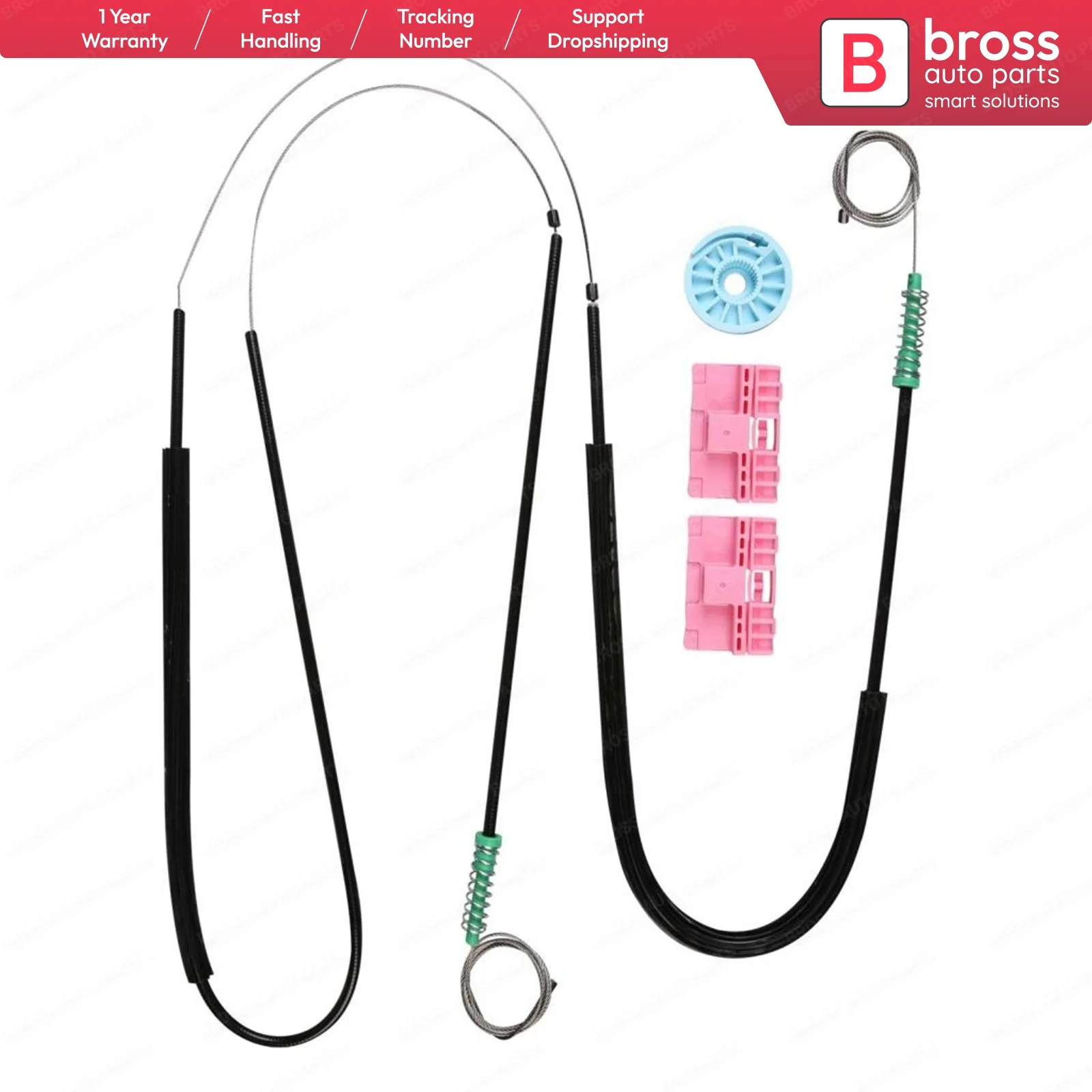 

Bross Auto Parts BWR651 Electrical Power Window Regulator Repair Kit Front Left Door for Audi A6 C6 Typ 4F 2004-2011 4/5 Door