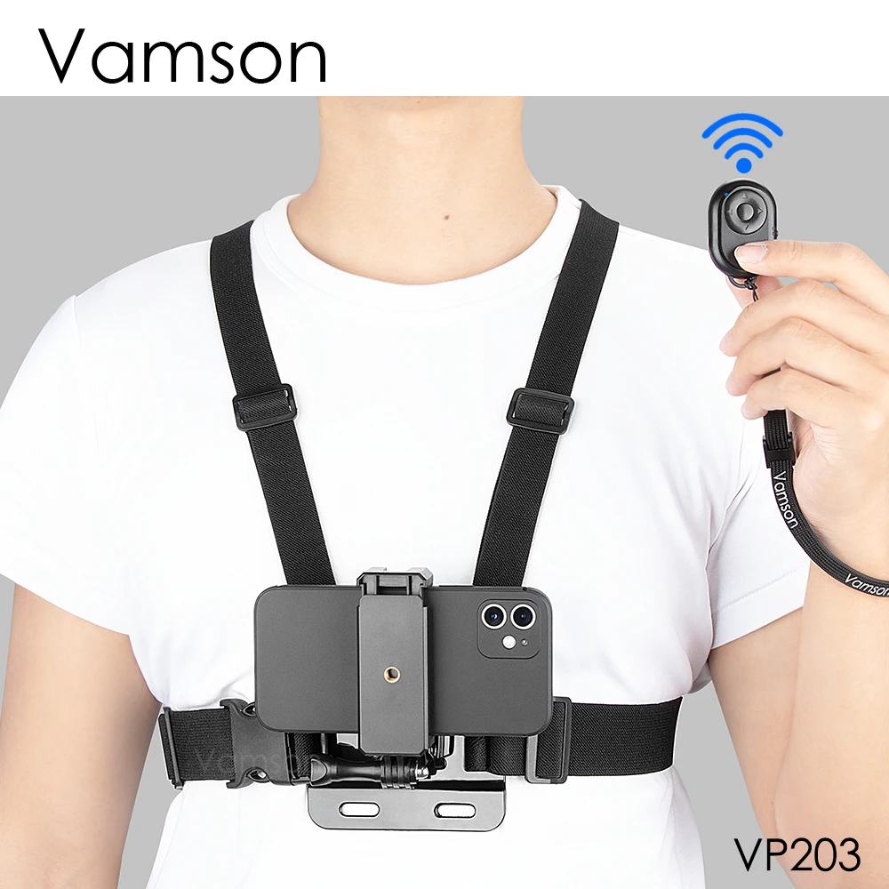 

Нагрудный ремень Vamson для iPhone 13, крепление для камеры Gopro Hero 10 9 8 Insta360 Dji с дистанционным управлением по Bluetooth