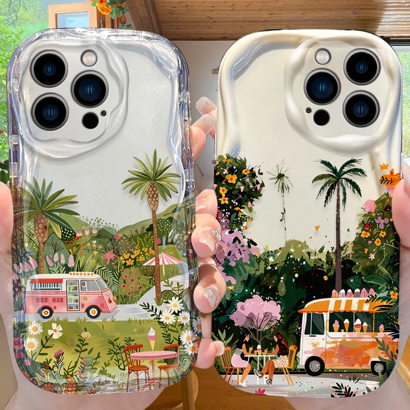 Фото Чехол для телефона Samsung Galaxy S26 S25 S24 S23 S21 FE Ultra F06 4G 5G с 3D-волнами, мягкий TPU, дизайн «Летние каникулы: Мороженица» №1