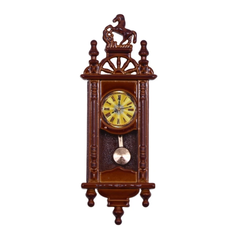 

Unique Mini Dollhouse Furniture Dollhouse Wall Clock Decor Vintage Wall Hanging Pendulum Clock for Dollhouse Drop Shipping