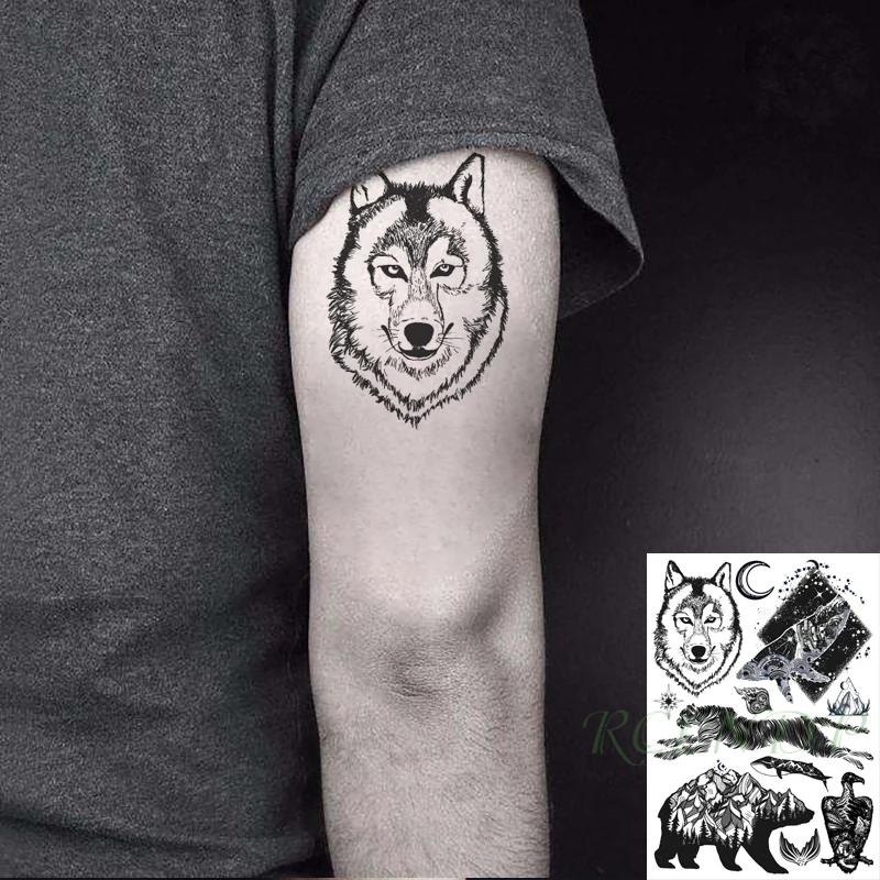 

Waterproof Temporary Tattoo Stickers Halloween Totem Zebra Tiger Moon Arm Stickers Flash Tatoo Fake Tatto Art for Men Women