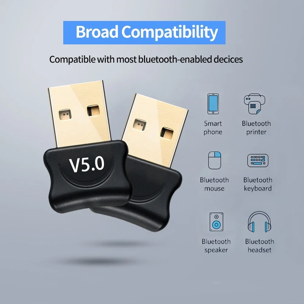 

Bluetooth 5.0 Receiver USB Wireless Bluetooth Adapter Audio Dongle Sender for PC Computer Laptop Earphone