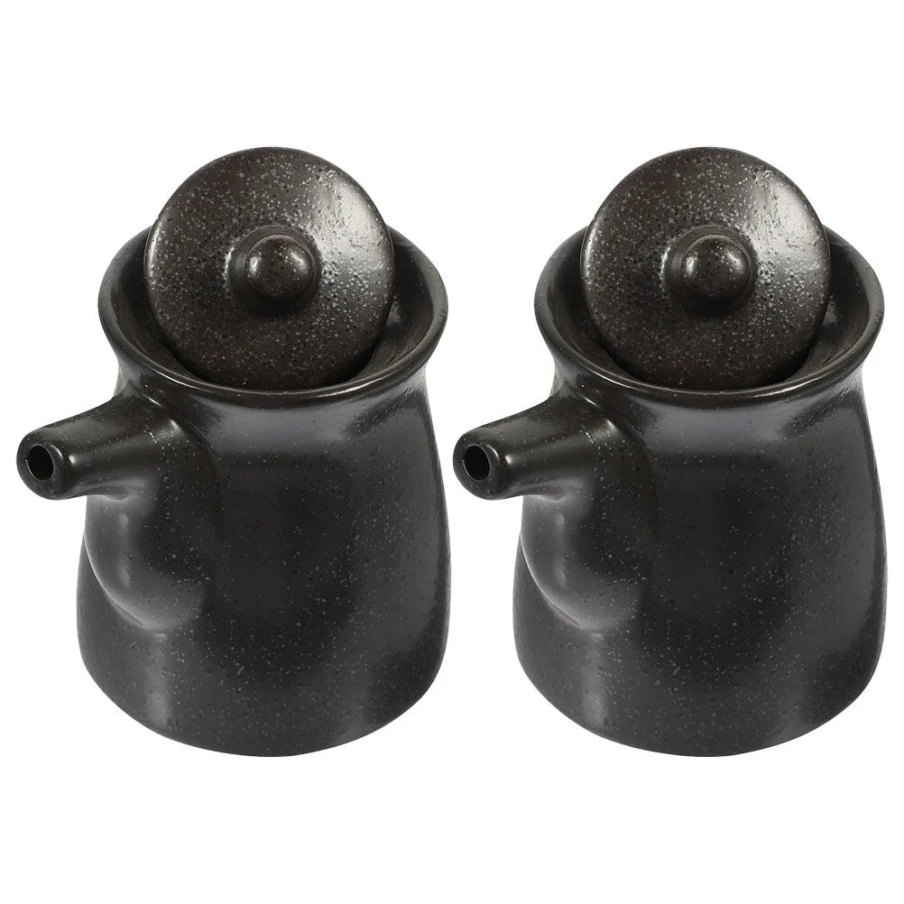 

2 Pcs Soy Sauce Pot Ceramic Condiment Bottle Japanese Vinegar Dispenser Dispensers Ceramics Condiment Japanese Jar