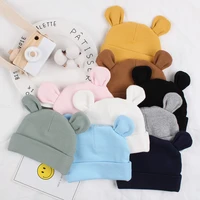 newborn cotton hospital baby beanie autumn warm bear ears infant hat double layer newborn caps for girls boys