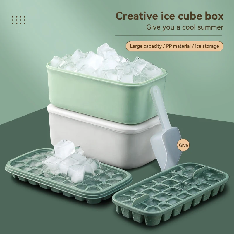 

Форма для льда, многофункциональная коробка для льда с крышкой и ковшом, форма для льда «сделай сам», форма для льда, аксессуары для кухни и б...