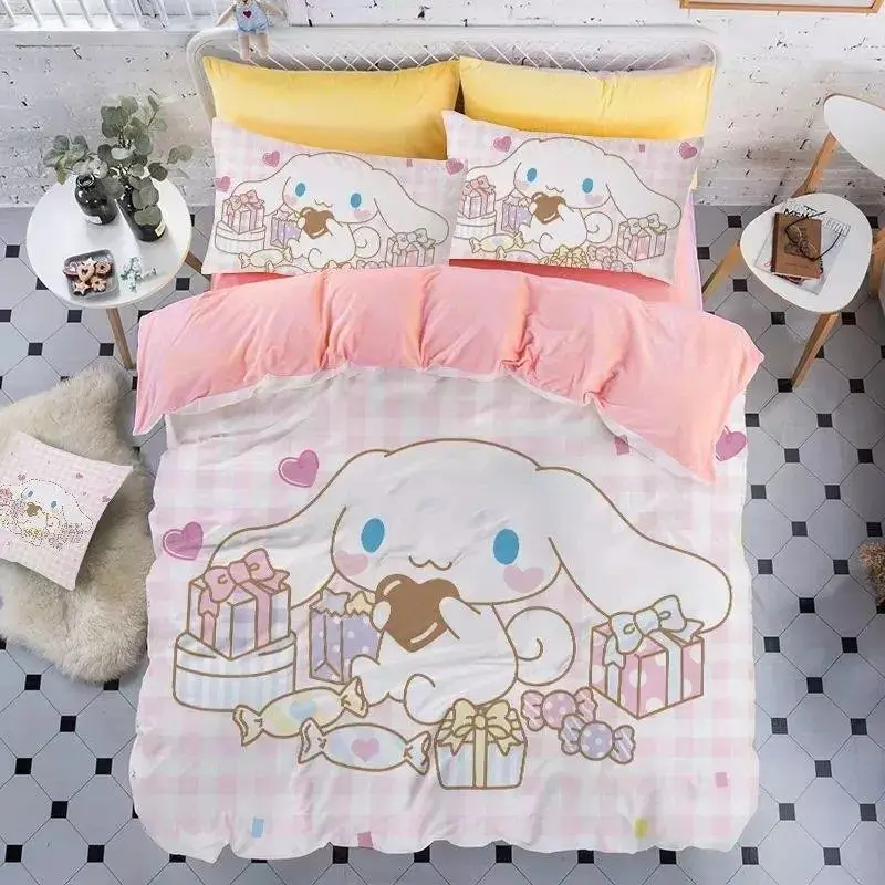 

Sanrio Cinnamoroll new ins bed sheet four-piece cartoon girl heart quilt set three-piece student dormitory queen bedding set