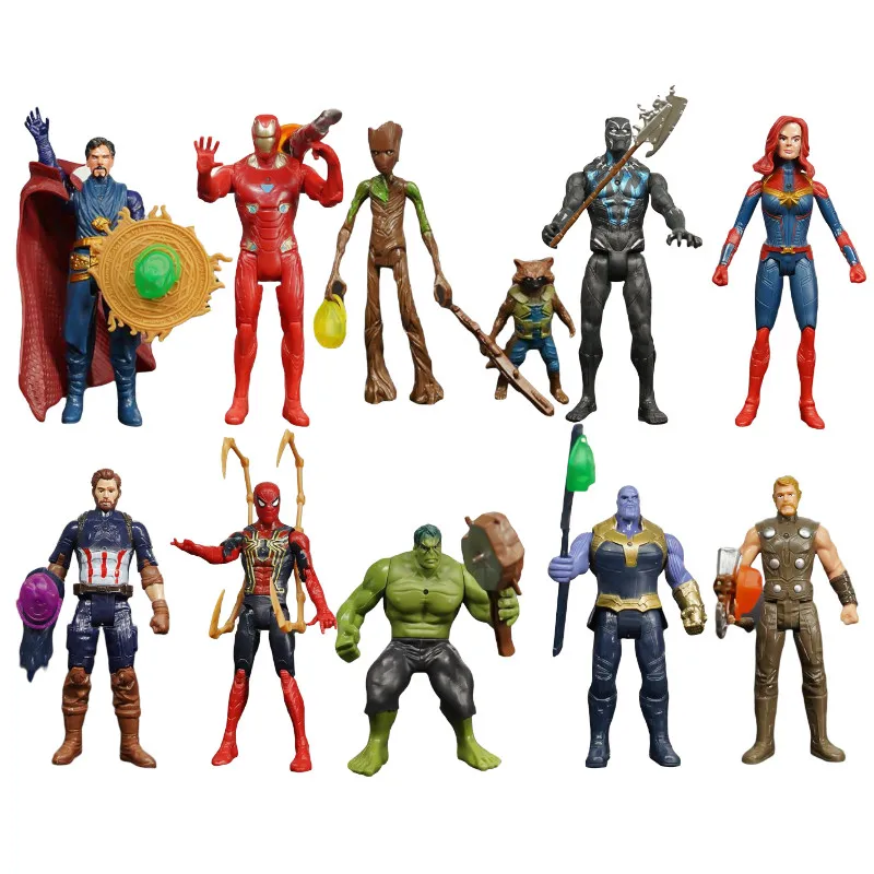 

Marvel Avengers Anime Superhero Spiderman Thanos Captain America Iron Man Hulk Thor Movable Figure Doll Model Toy Kid Gift