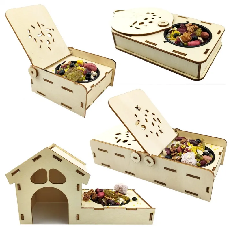 

Hamster Foraging Training Bowl Solid Wood Educational Toy Swing Runway House Hideout House Exercise Climbing Stairs Pet Supplies