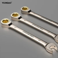 ylondao new key wrench flexible golden ratchet wrenches torque universal spanners for car repair tools metric hand tool
