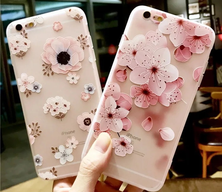 

3D Relief Flower Phone Case for iphone X XR XS Max 11 Pro 12mini 12 Pro Max Case for iphone 6 6s 7 8 Plus SE 2020 Silicone Cover