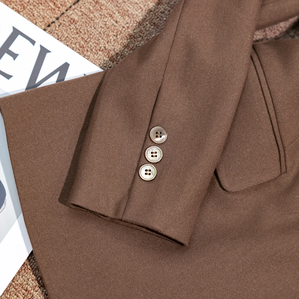 Korean Autumn Winter Women Coffee Gray Formal Blazer Office Ladies Female Long Sleeve Wide Loose Business Work Wear Jacket Coat