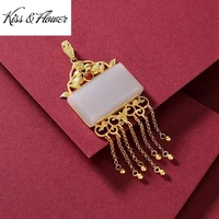 kissflower nk256 fine jewelry wholesale fashion woman girl bride mother birthday wedding gift magpie tassel 24kt gold necklace