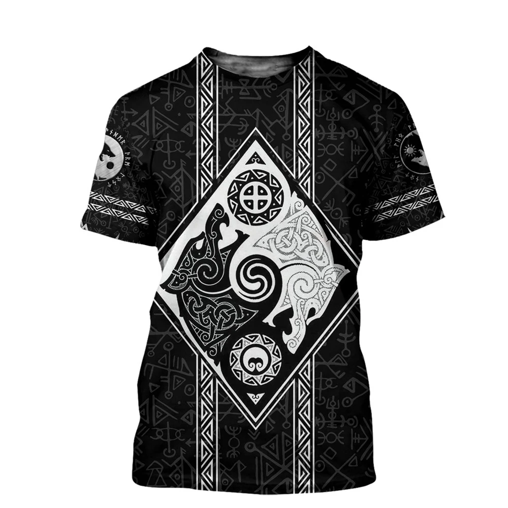 

CLOOCL Men T-shirt Viking Tattoo 3D Graphic Printed Women Shirt Unisex Short Sleeve Summer Fashion Casual Streetwear Cozy Tops